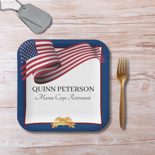 Plato De Papel Military Retirement Flag Gold Crest (Subido por el creador)