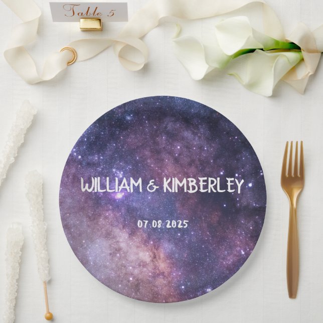 Plato De Papel Milky Way Stars Sky Galaxy Elegant Wedding (Boda)