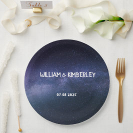 Plato De Papel Milky Way Stars Sky Galaxy Elegant Wedding Paper P