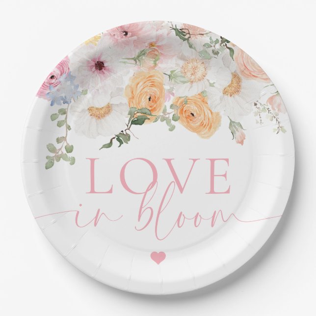 Plato De Papel Millie Floral Love In Bloom Bridal Shower (Anverso)