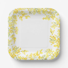 Plato De Papel Mimosa Amarilla