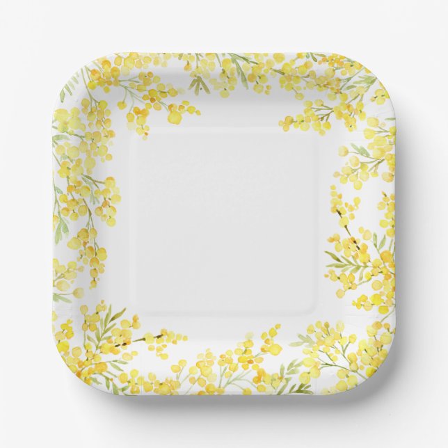 Plato De Papel Mimosa Amarilla (Anverso)