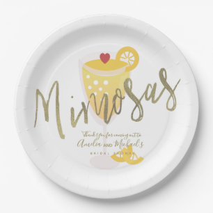 Plato De Papel Mimosa Bridal Shower Gracias Oro Amarillo