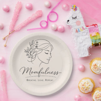 Plato De Papel Mindful Mom Floral Line Art