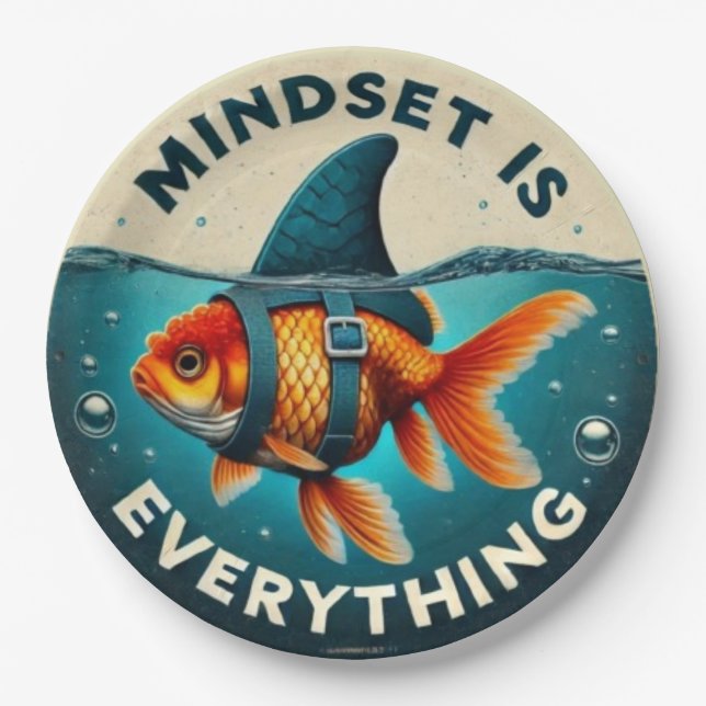 Plato De Papel Mindset Is Everything Goldfish Motivational Quote (Anverso)