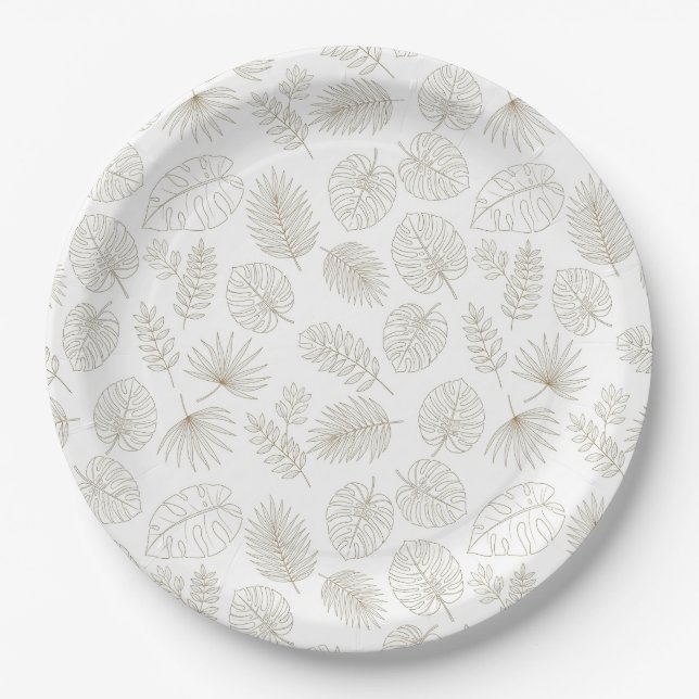 Plato De Papel Minimal Botanical Line Art Pattern (5) (Anverso)