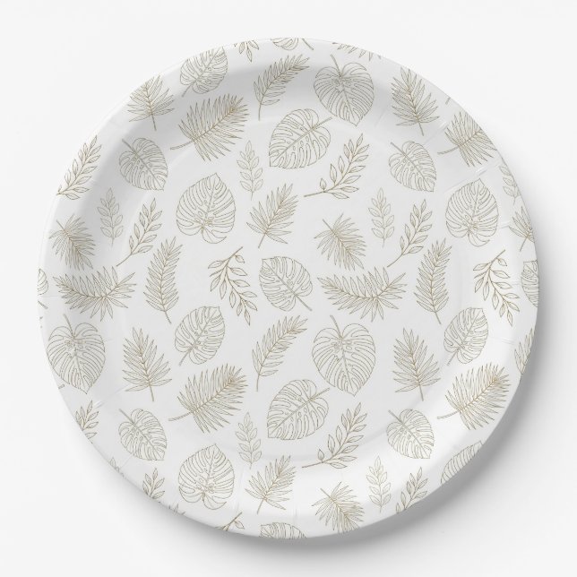 Plato De Papel Minimal Botanical Line Art Pattern (6) (Anverso)
