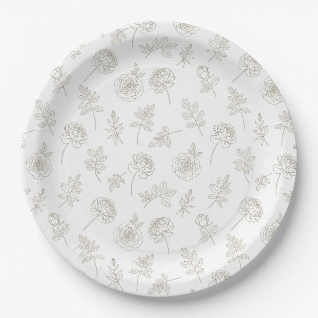 Plato De Papel Minimal Botanical Line Art Pattern (8) (Anverso)