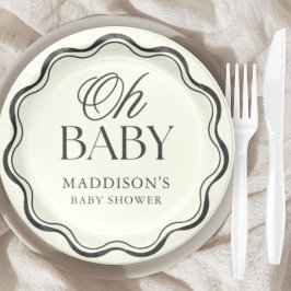 Plato De Papel Minimal Hand Drawn Gender Neutral Baby Shower