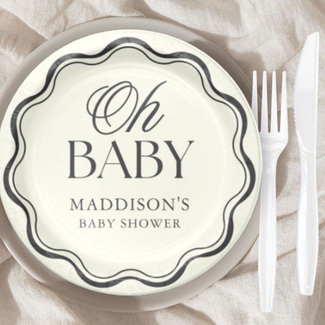 Plato De Papel Minimal Hand Drawn Gender Neutral Baby Shower (Subido por el creador)