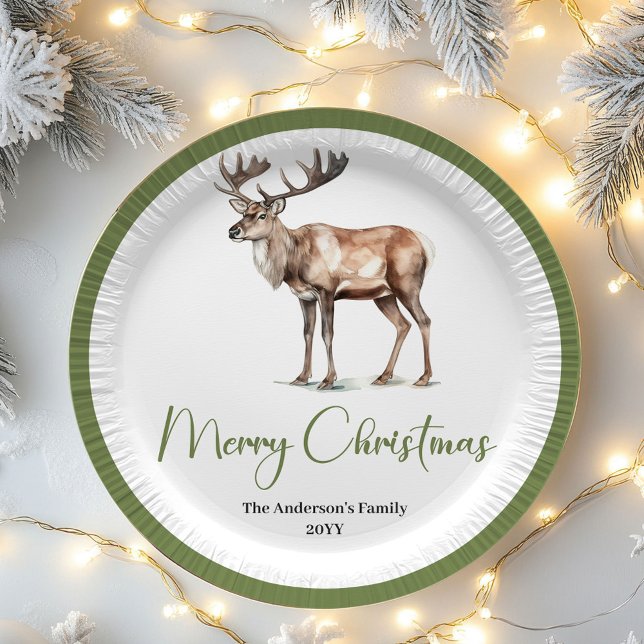 Plato De Papel Minimal Script Christmas Custom Family Name Plates (Minimal Script Christmas Custom Family Name Plates)