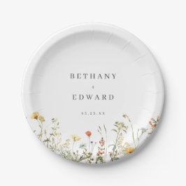Plato De Papel Minimal Wildflower Wedding