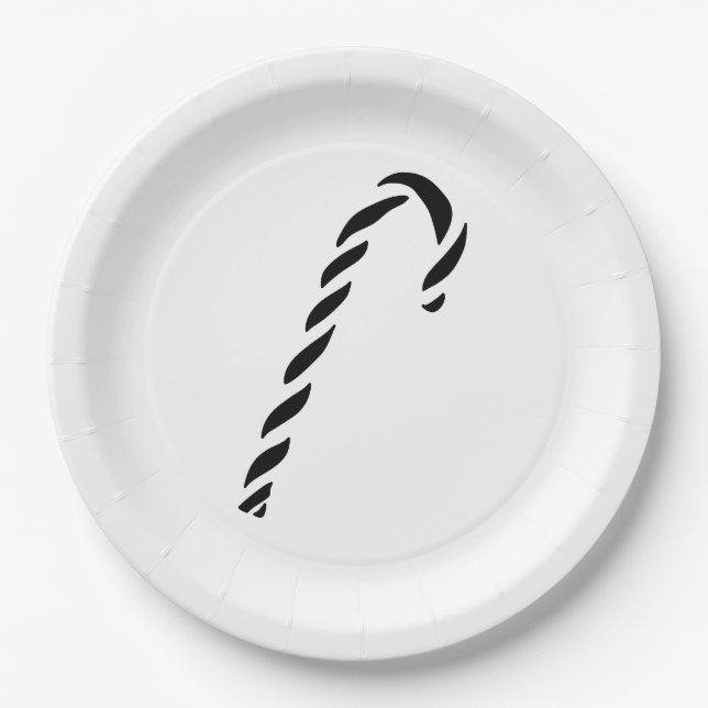 Plato De Papel Minimalist Black Christmas Candy cane (Anverso)