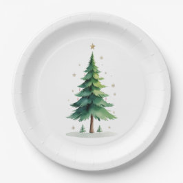 Plato De Papel Minimalist Christmas Pine Tree Plate – Holiday Din