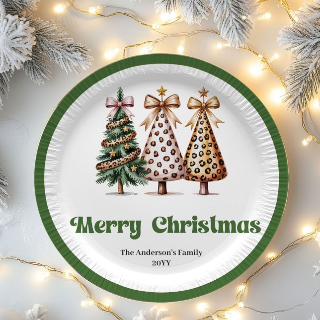 Plato De Papel Minimalist Christmas Tree Personalized Name   (Minimalist Christmas Tree Personalized Name Paper Plates)
