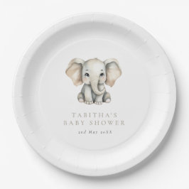 Plato De Papel Minimalist Elephant Little Peanut Baby Shower