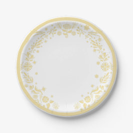 Plato De Papel Minimalist Flowers Golden