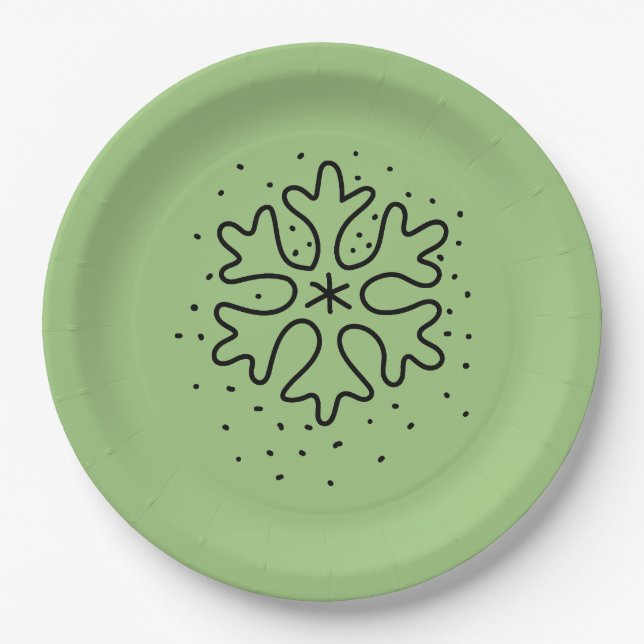 Plato De Papel Minimalist handdrawn snowflake (Anverso)