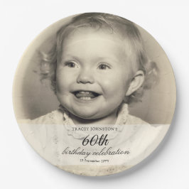 Plato De Papel Minimalist Photo 60th Birthday