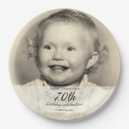 Plato De Papel Minimalist Photo 70th Birthday