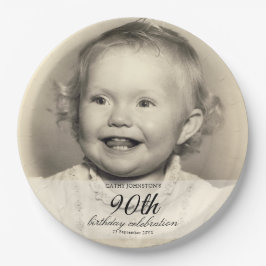 Plato De Papel Minimalist Photo 90th Birthday