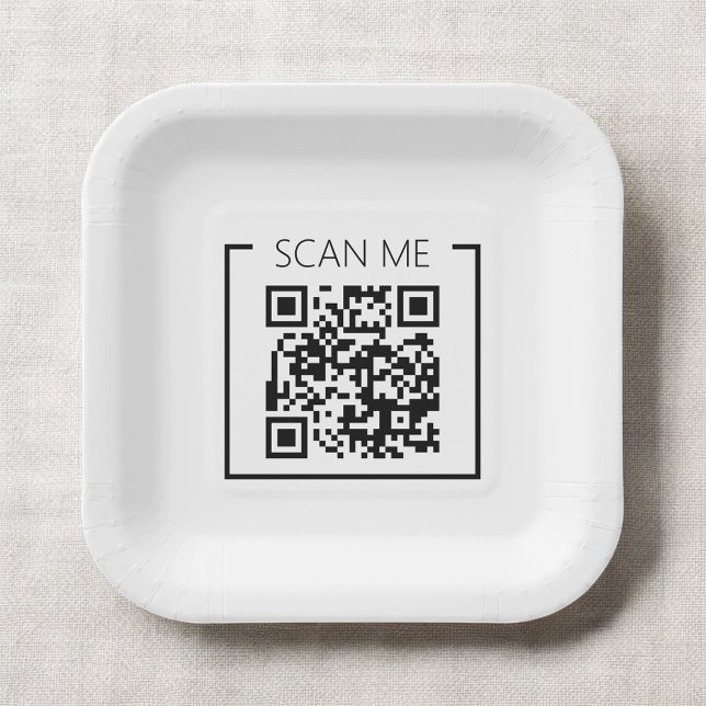 Plato De Papel Minimalist QR Code Scan Me Business (Subido por el creador)