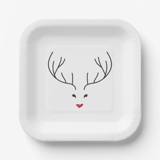 Plato De Papel minimalist reindeer face (Anverso)