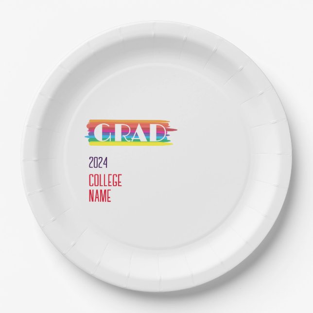 Plato De Papel Minimalist simple rainbow graduate  (Anverso)