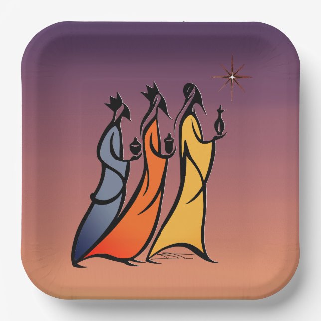 Plato De Papel Minimalist Three Wise Men (Anverso)