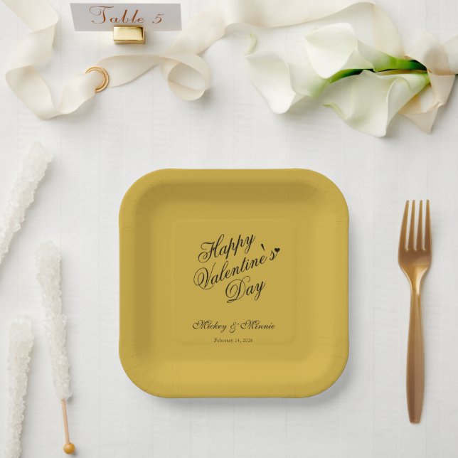 Plato De Papel Minimalist Valentine’s Day Love Themed (Boda)