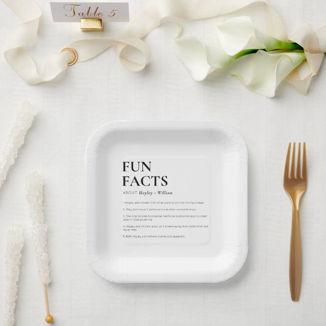 Plato De Papel Minimalist Wedding Fun Facts (Boda)