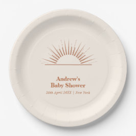 Plato De Papel Minimalista Boho Ray De Sunshine Baby Shower