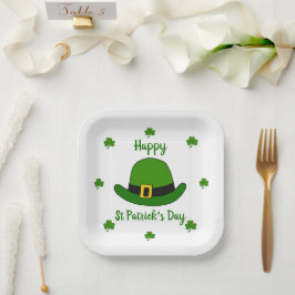 Plato De Papel Minimalista Feliz Día de San Patricio