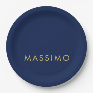 Plato De Papel Minimalista moderno azul oro profesional tendencia