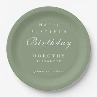 Plato De Papel Minimalista moderno CUALQUIER hito Adulto Cumpleañ