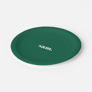 Plato De Papel Minimalista negrita texto personalizado verde