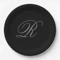 Minimalista negro gris claro Añadir monograma inic