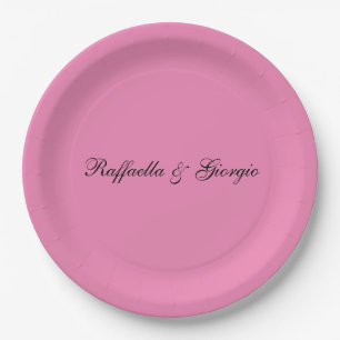 Plato De Papel Minimalista nombre personalizado color rosa