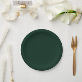 Plato De Papel Minimalista pino oscuro verde liso