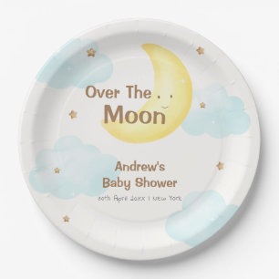 Plato De Papel Minimalista por el Baby Shower lunar