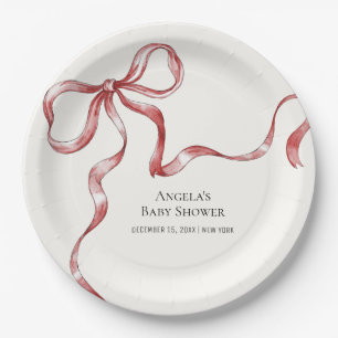 Plato De Papel Minimalista Vintage Bow Baby Shower