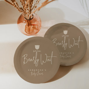 Plato De Papel Minimalista y simple oso moderno Baby Shower