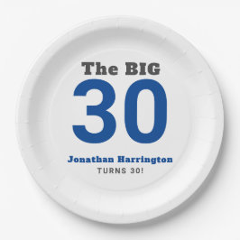 Plato De Papel Mínimo 30.º Fiesta de cumpleaños