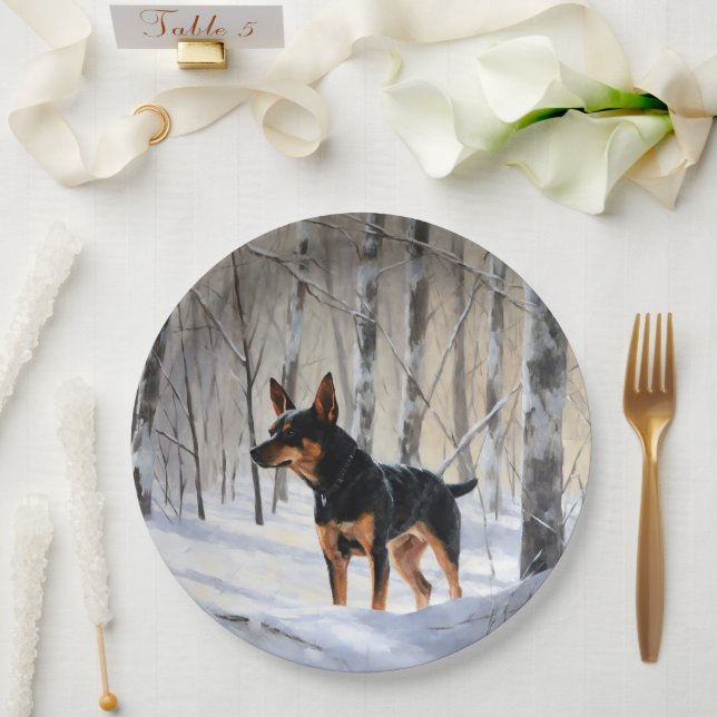 Plato De Papel Ministra Pinscher deja que nieva a Navidades (Boda)