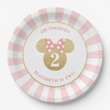 Minnie Mouse | Cumpleaños Gold y Pink Stried