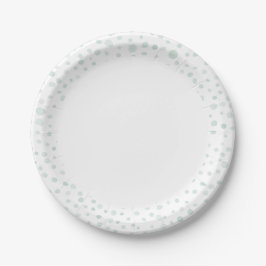 Plato De Papel Mint Confetti Watercolor Dots Plate de papel
