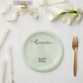 Plato De Papel Mint Green Charro Silhouette Quinceanera
