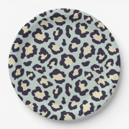 Plato De Papel Mint green leopard print