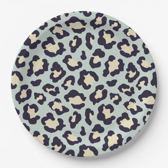 Plato De Papel Mint green leopard print (Anverso)