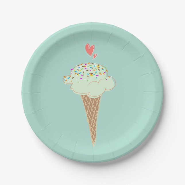 Plato De Papel Mint Ice Cream Cone (Anverso)